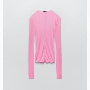 New Zara Semi-Sheer Top with Piping (M)